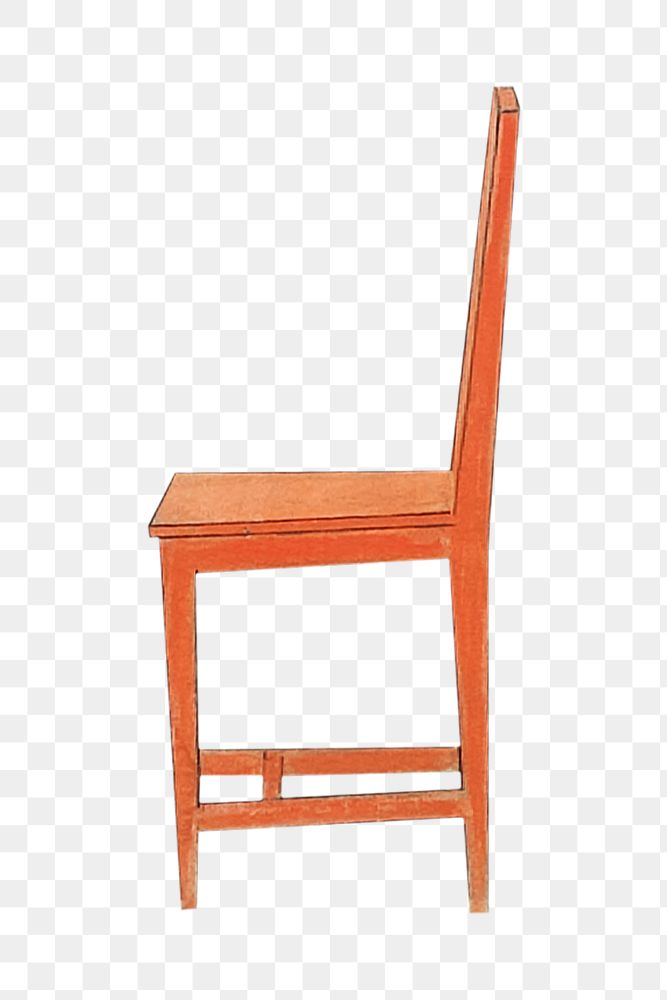 Orange wooden chair png, furniture illustration, transparent background. Remixed by rawpixel.
