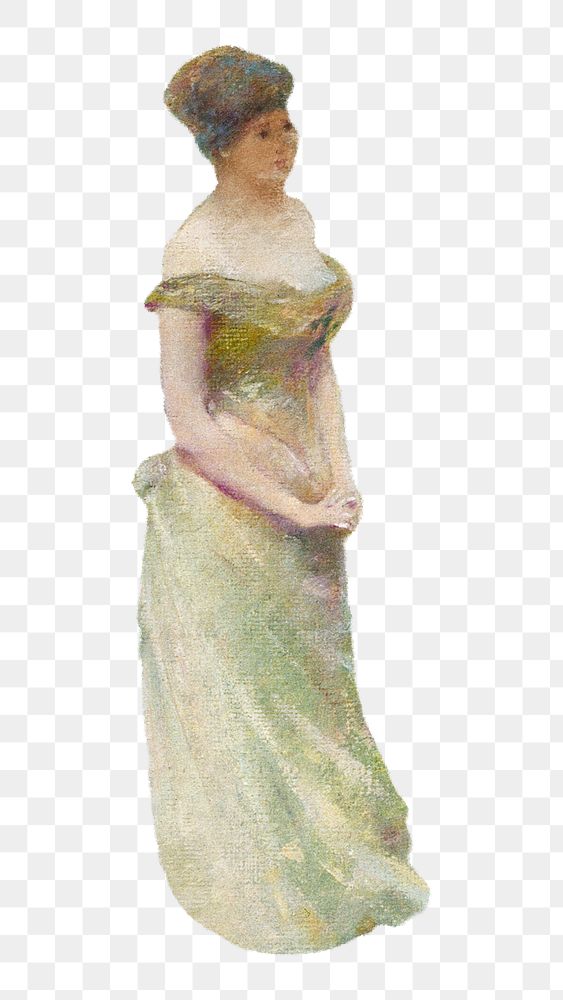 Victorian woman png, vintage illustration by Thomas Wilmer Dewing, transparent background. Remixed by rawpixel.