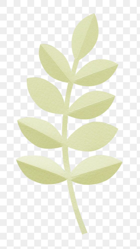 Green leaf png illustration, paper texture design on transparent background
