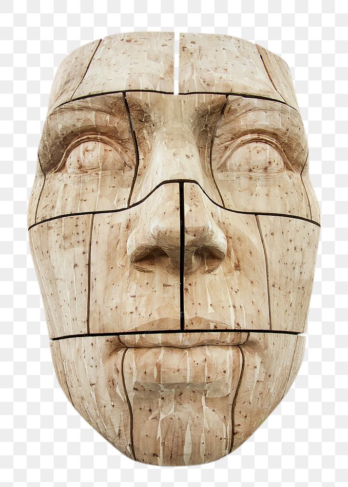 Png face sculpture, isolated object, transparent background