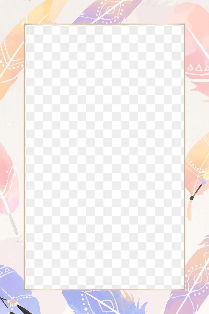 Pastel Bohemian feather frame png