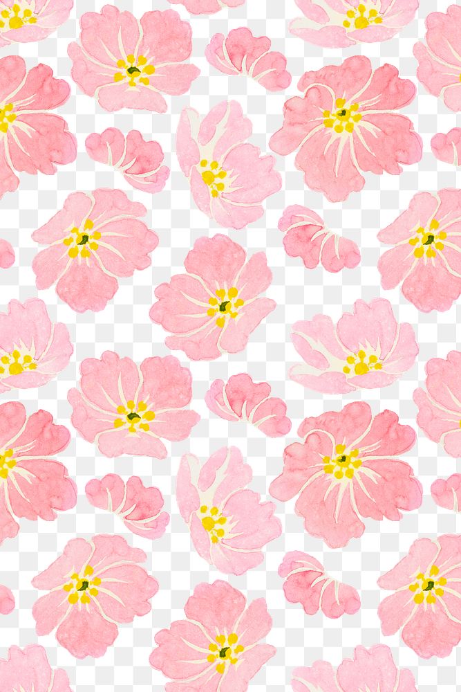 Png pastel wild rose pattern transparent background