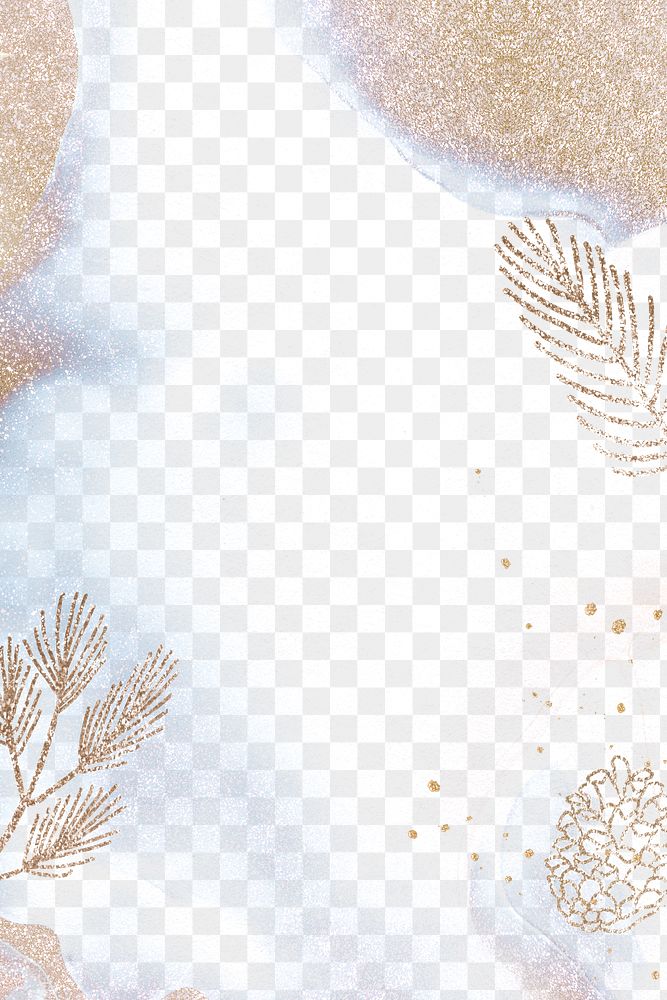 Christmas decor png frame, transparent background, watercolor glitter design