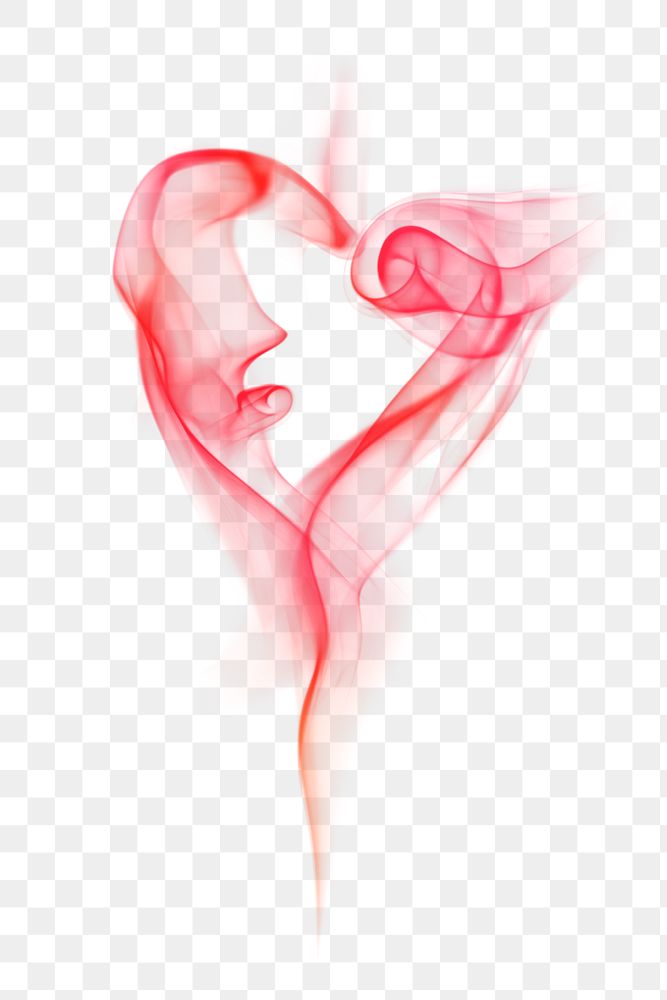 Heart png smoke textured element, in red