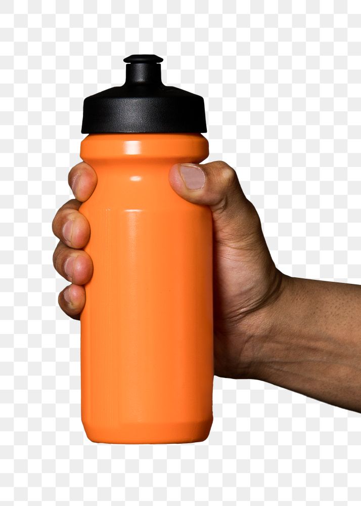 Hand holding water bottle png sticker, transparent background