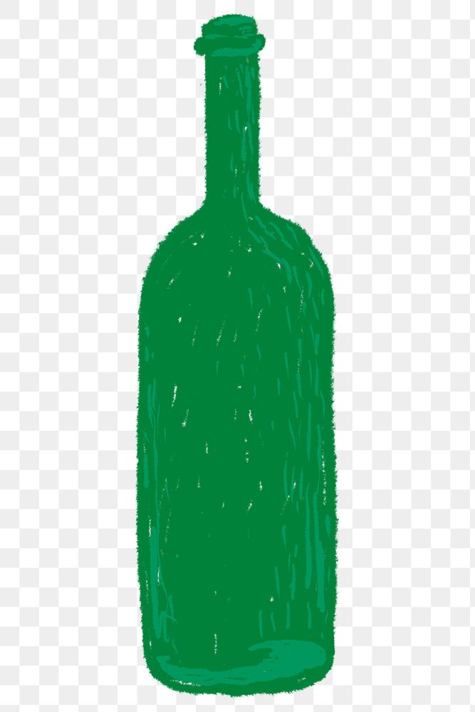 Green bottle png illustration sticker, transparent background