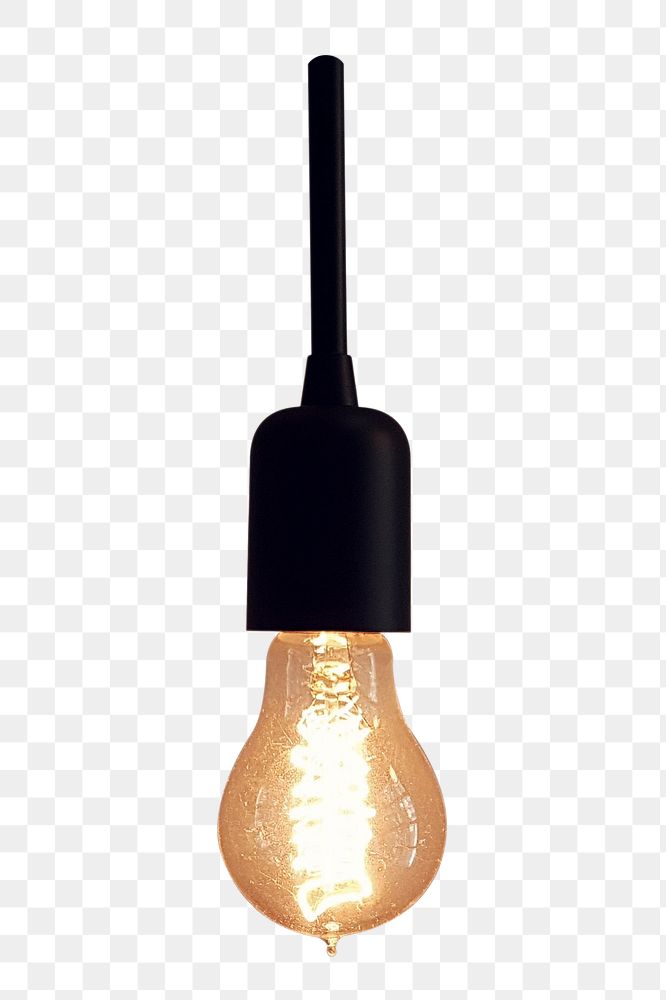 Hanging light bulb png sticker, transparent background