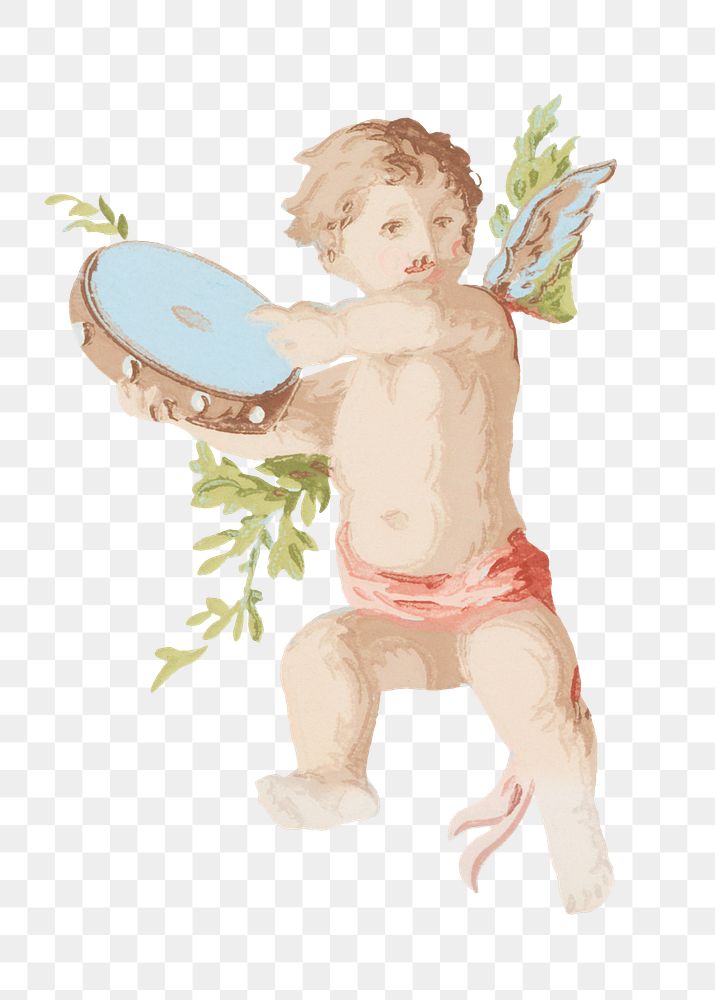 Vintage cherub png fantasy, transparent background. Remixed by rawpixel. 