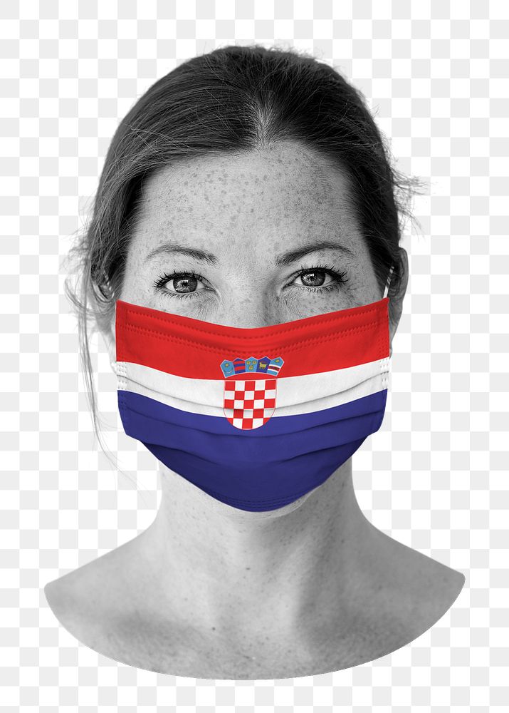 Croatian flag png face mask, transparent background