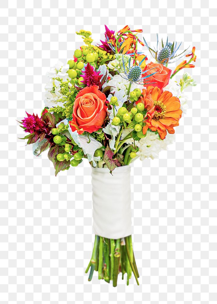 Bridal flower bouquet png, transparent background