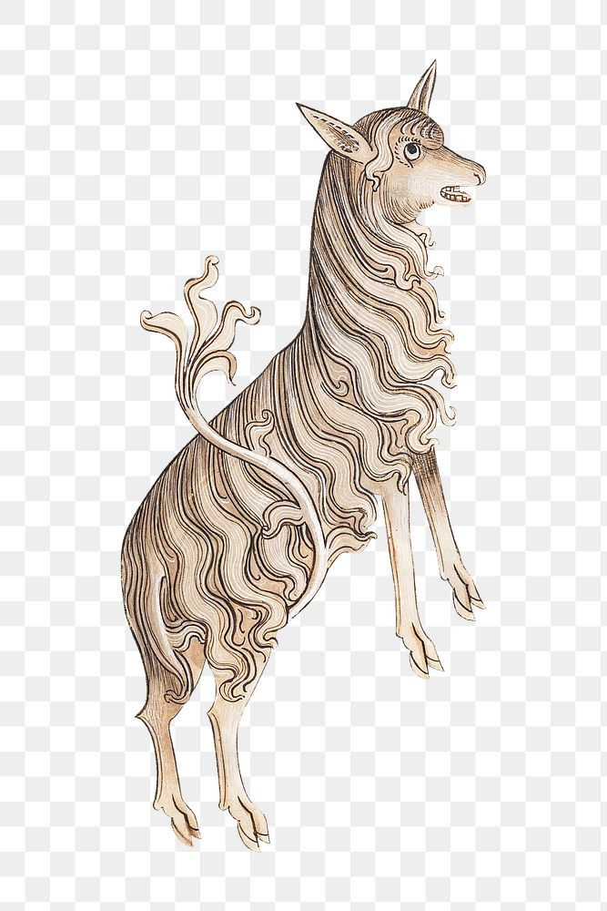 PNG Sheep, vintage mythical creature illustration, transparent background.  Remixed by rawpixel. 