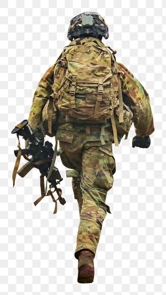 Soldier walking png, transparent background