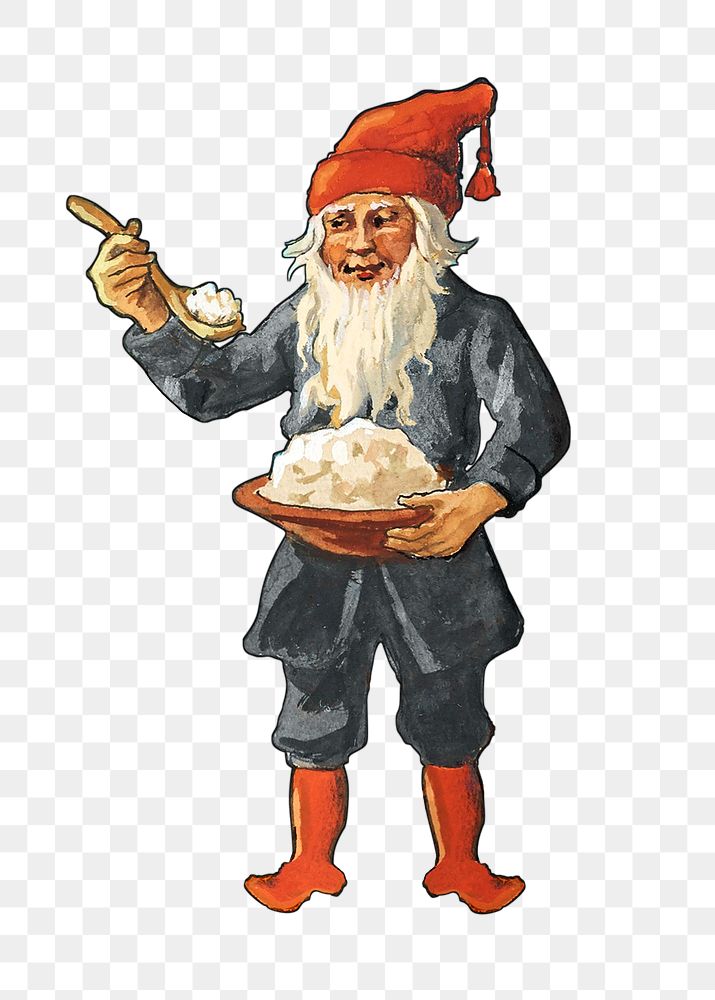 Vintage gnome png character, transparent background. Remixed by rawpixel.