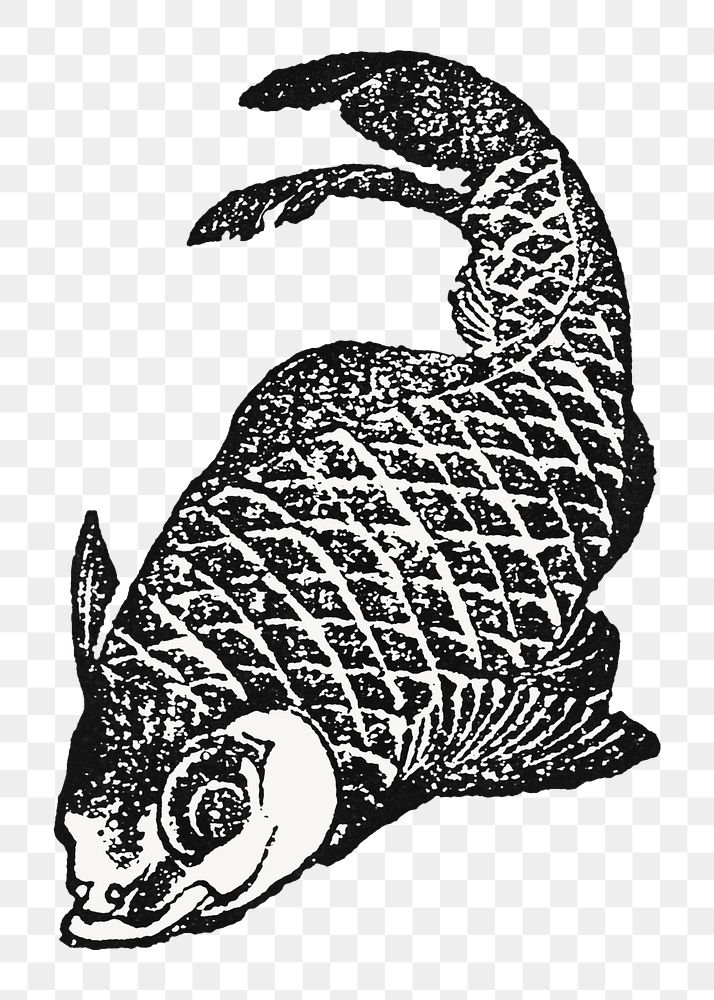 PNG Hokusai's carp fish, Japanese animal illustration, transparent background. Remixed by rawpixel.