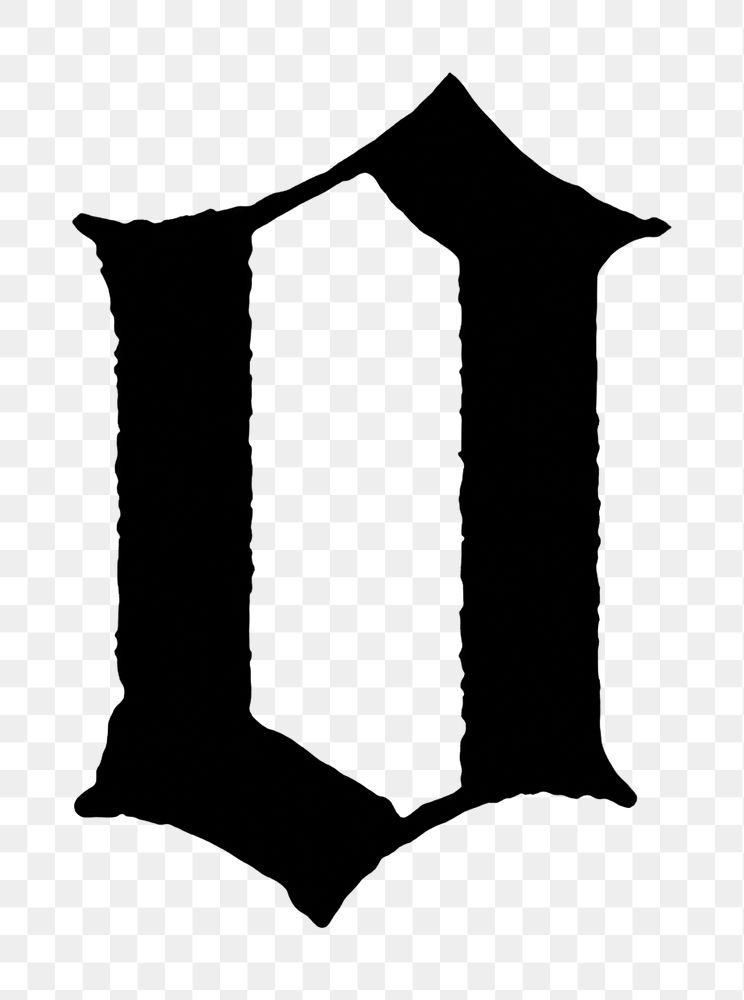 O letter PNG, German gothic font, transparent background