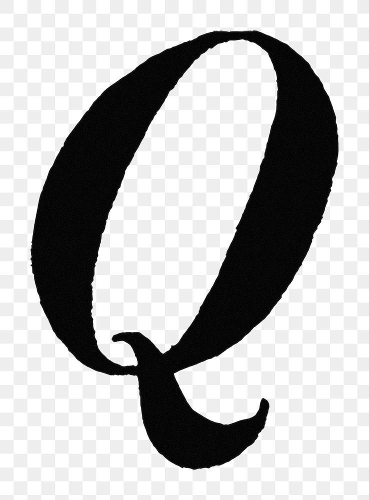 Q letter PNG, Italic font, transparent background