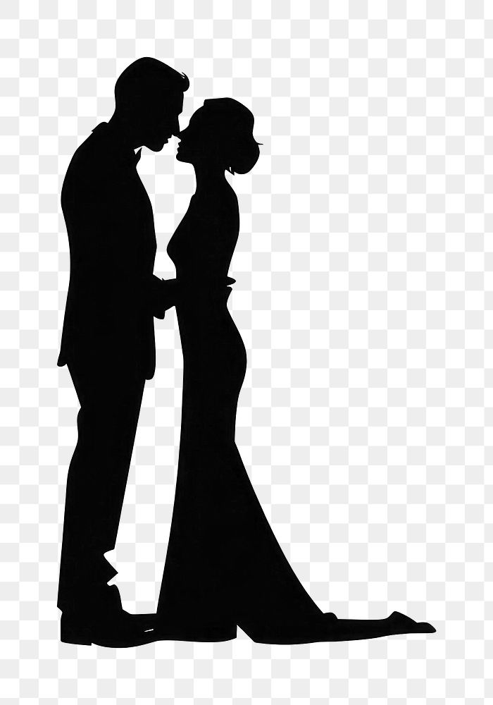 PNG Couple wedding silhouette bridegroom romantic clothing.