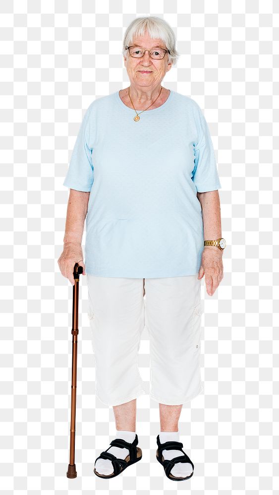 Grandmother png clipart, full body senior portrait, transparent background
