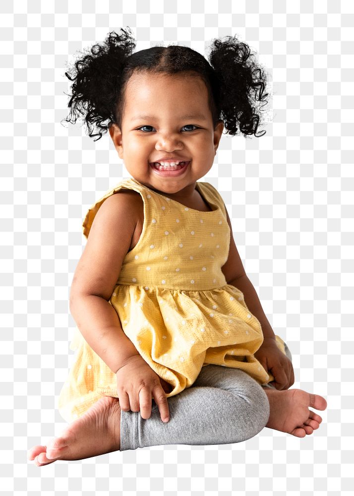 Smiling toddler png clipart, African American, transparent background