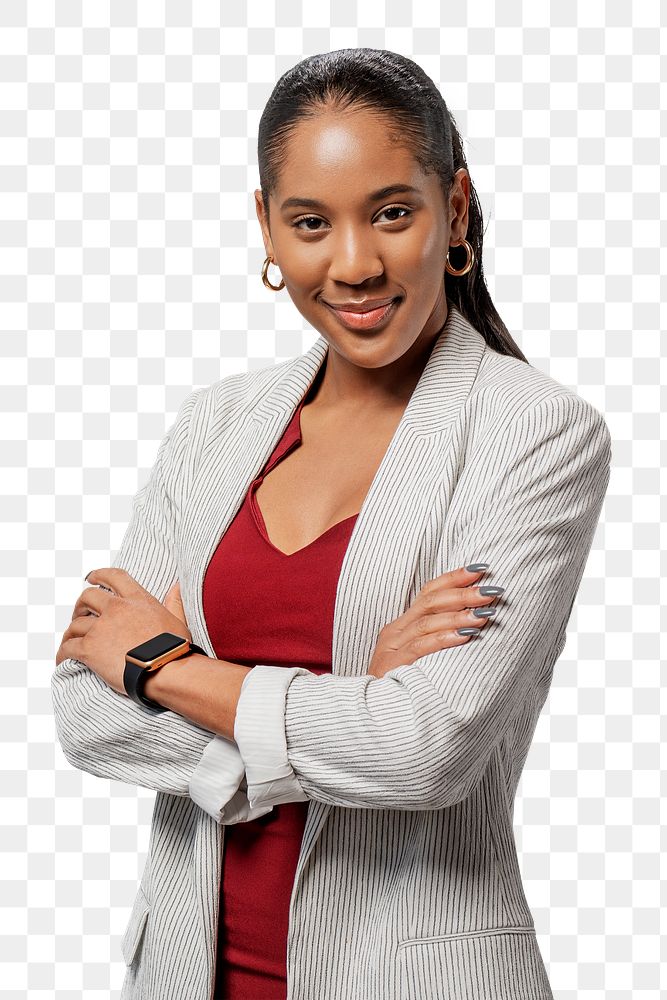 Happy woman in a blazer transparent png