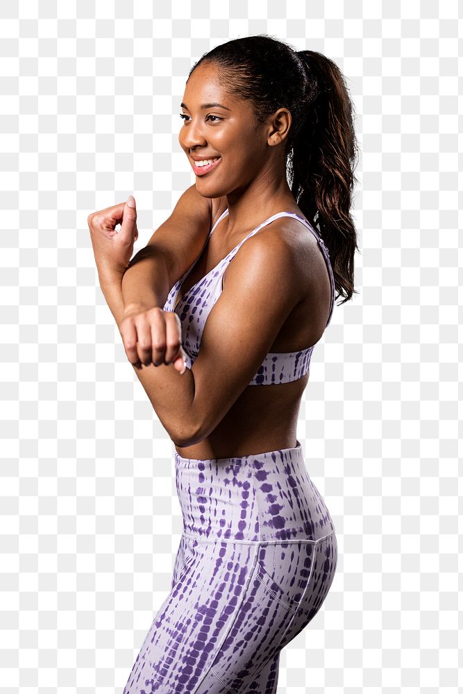 Sportive woman stretching transparent png