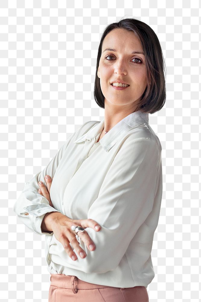 Female manager standing with her arms crossed transparent png 