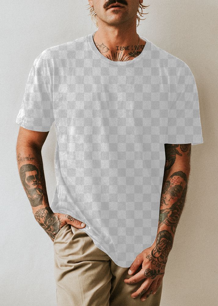 Men&rsquo;s tee png mockup on alternative male model