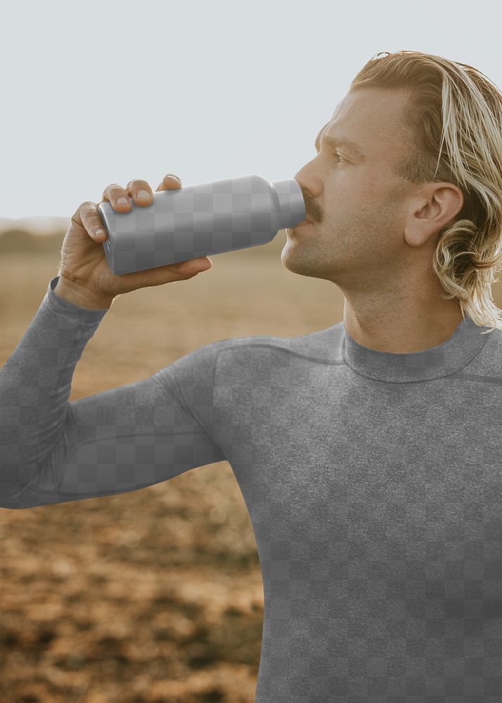 Shirt png mockup men&rsquo;s stretch sportswear and bottle