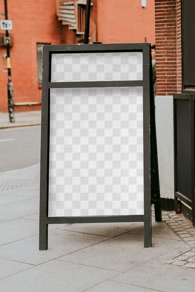 Png restaurant menu board sign mockup with blank space