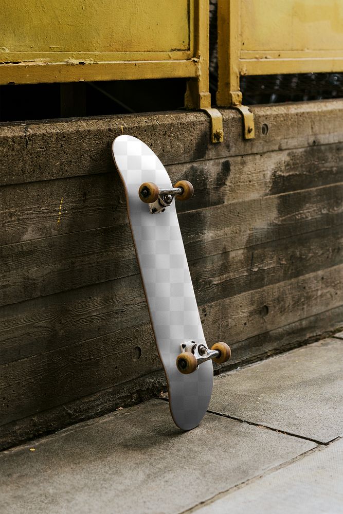 Skateboard png mockup transparent, customizable sport product