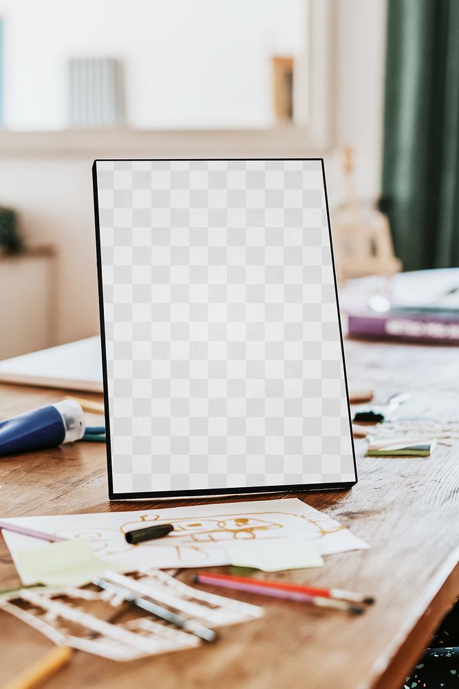 Picture frame png mockup, kids art class, homeschooling in the new normal