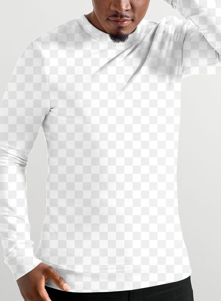 PNG long sleeve mockup, men's autumn apparel fashion design
