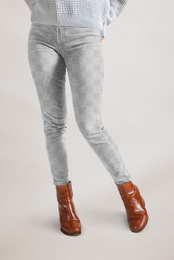 PNG women's skinny jeans mockup, apparel design