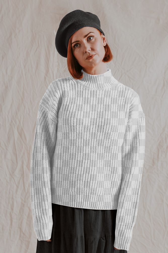 Sweater png mockup, women's autumn fashion design