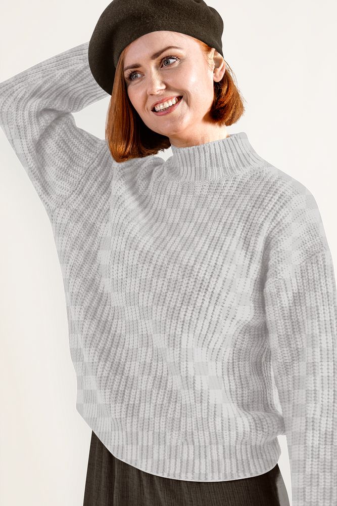 PNG sweater mockup transparent, women's autumn fashion design