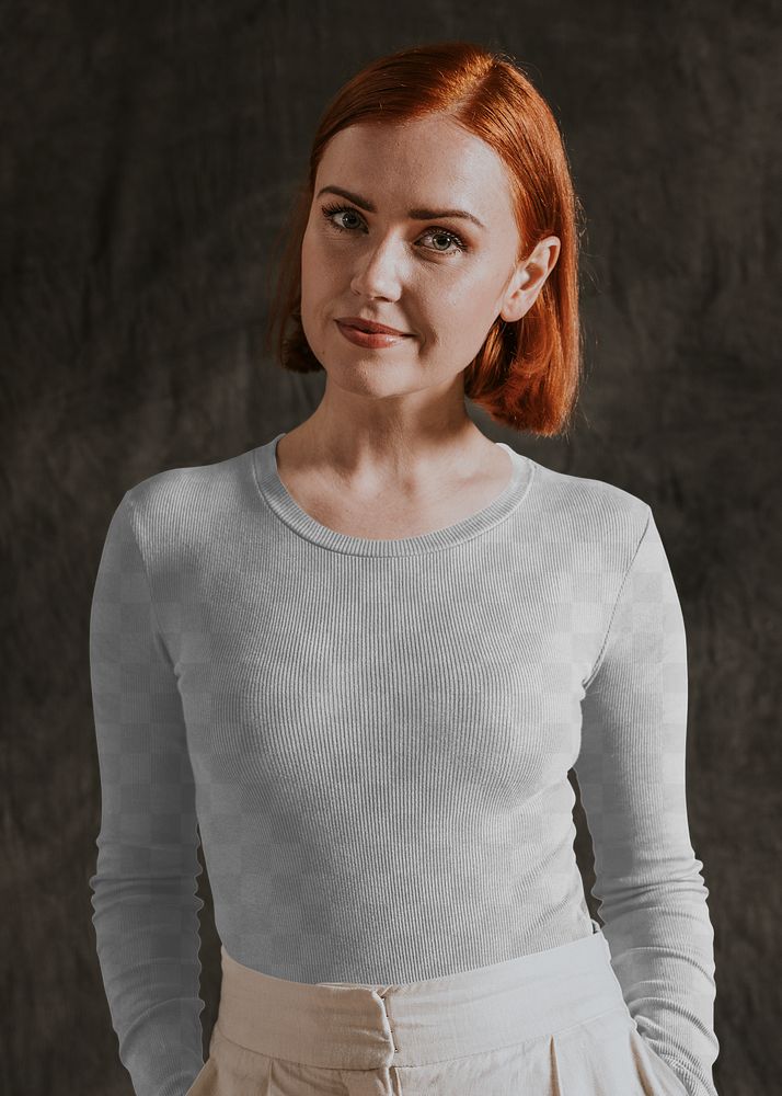 Long sleeve png mockup transparent, women's autumn apparel fashion design