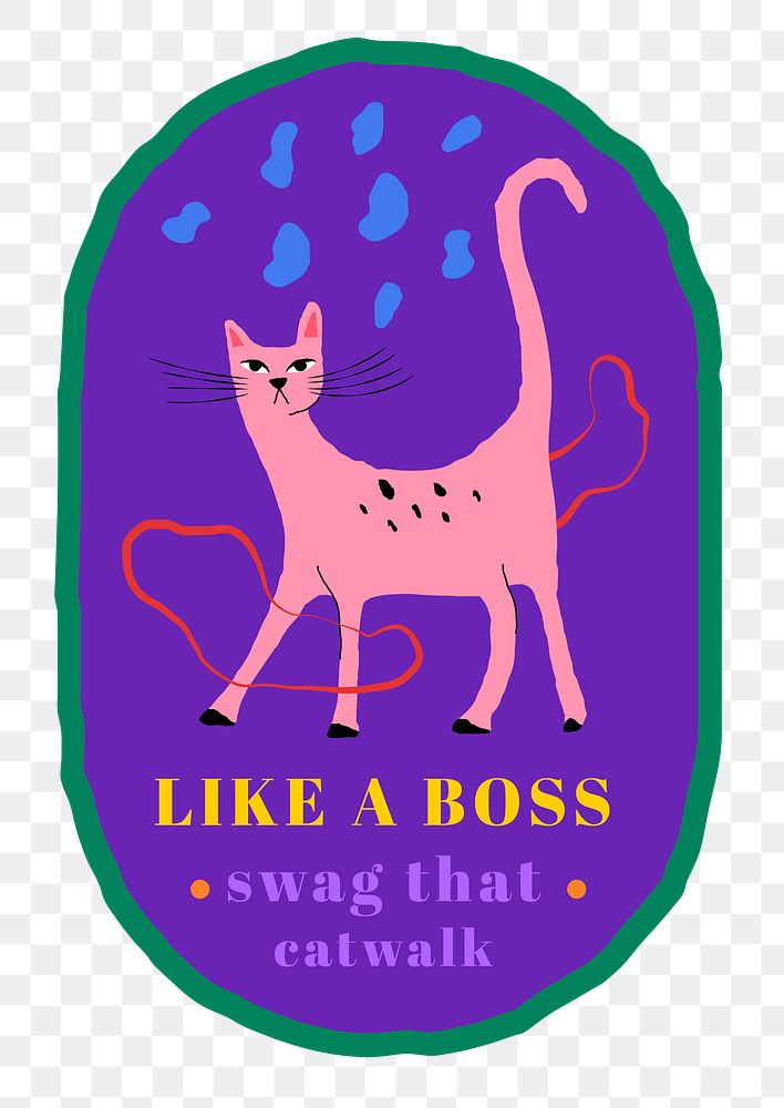 Png cat badge with swag that catwalk text