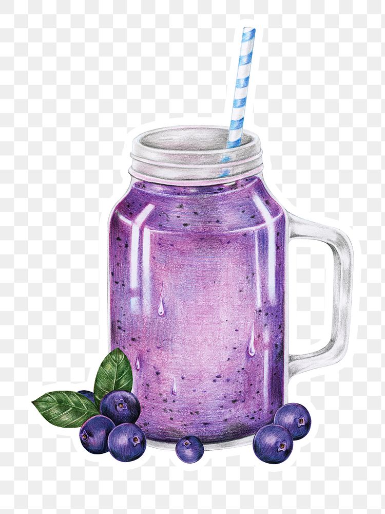 Fresh blueberry smoothie drawing png illustration