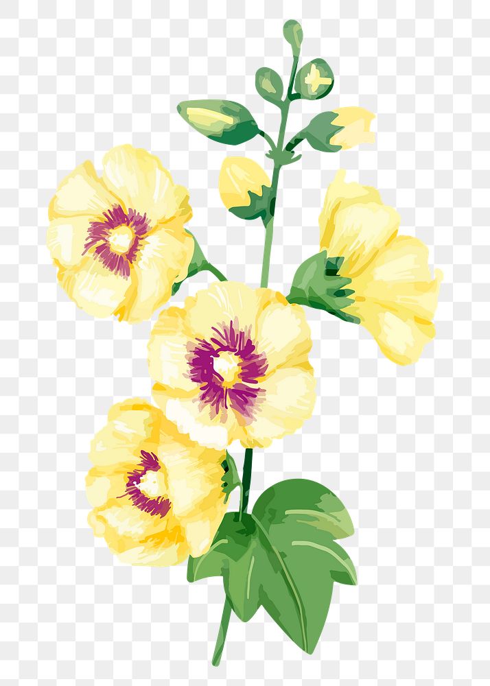 Yellow flower sticker png on transparent background