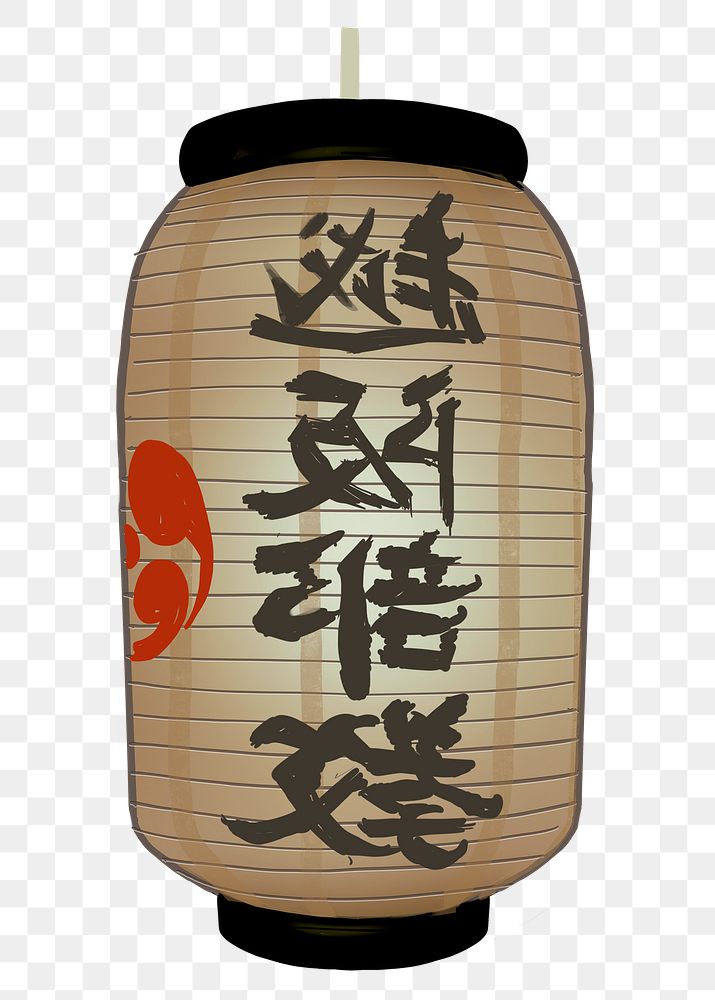 Japanese lantern png sticker, red traditional design on transparent background