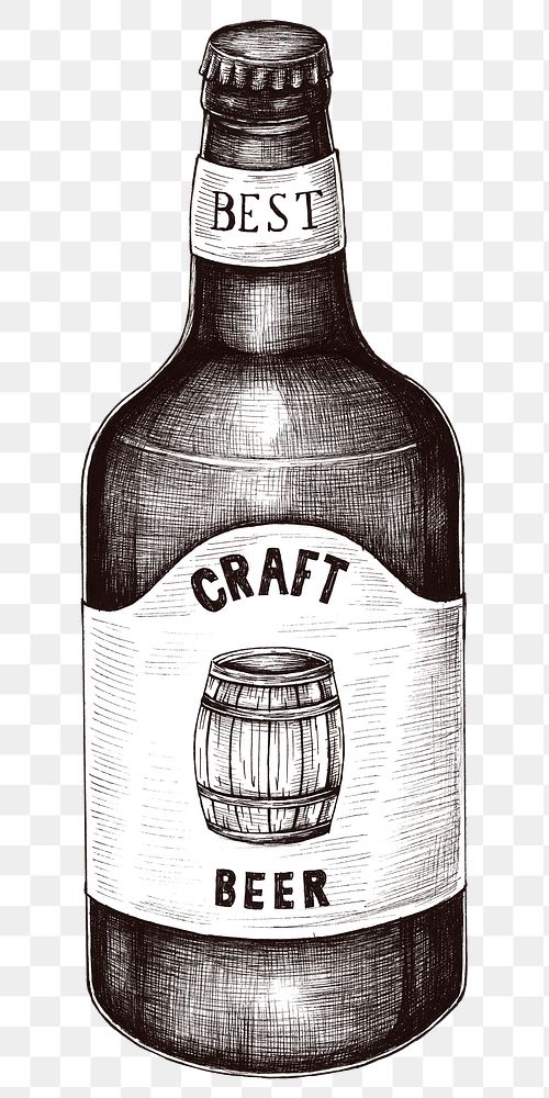 Black and white png craft beer bottle