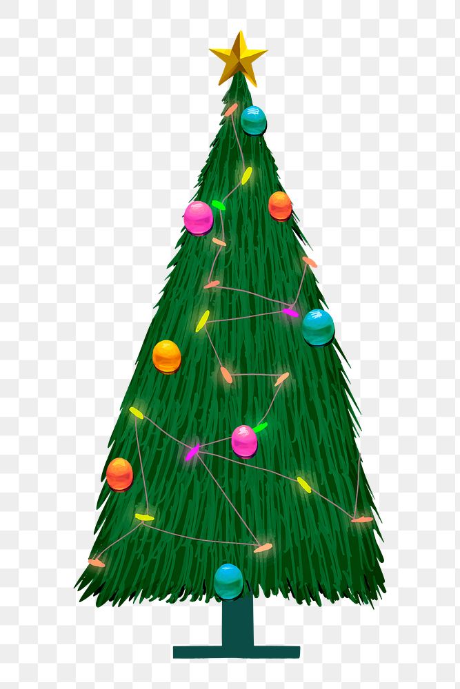Christmas tree png sticker, hand drawn festive decoration design