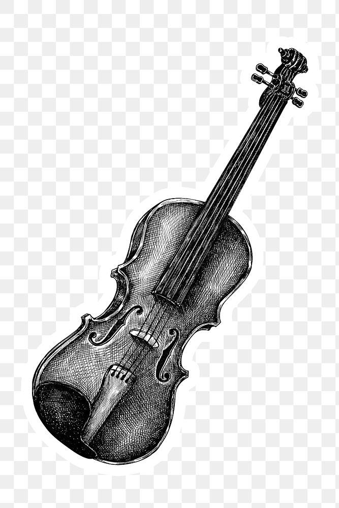 Hand drawn violin sticker design element