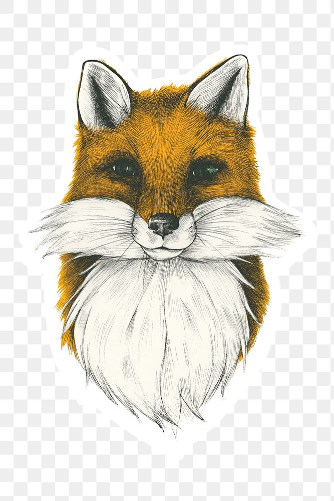 Hand drawn fox sticker overlay design element 