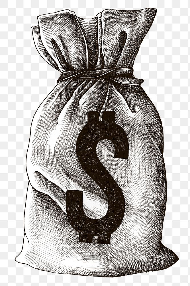 Hand drawn money sack design element