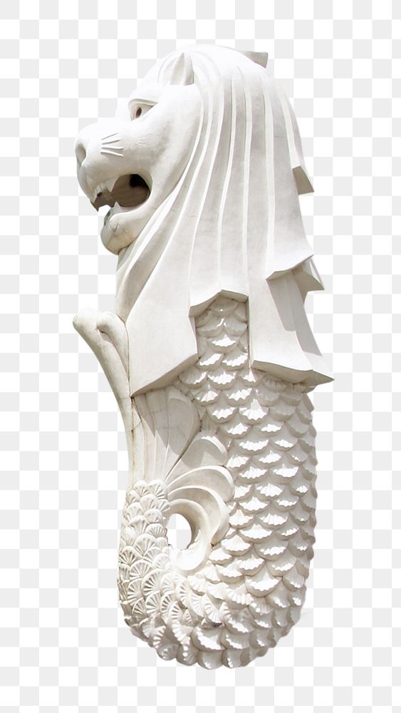 Singapore's Merlion png statue clipart, famous animal statue, transparent background