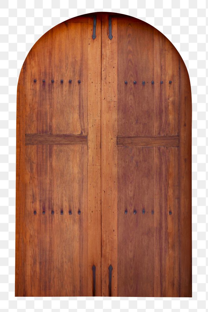 Brown wooden door png clipart, church entrance