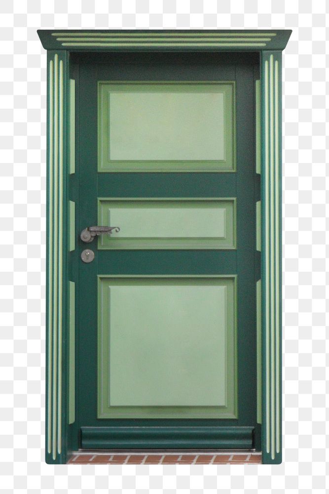 Modern house door png clipart, green entrance exterior design