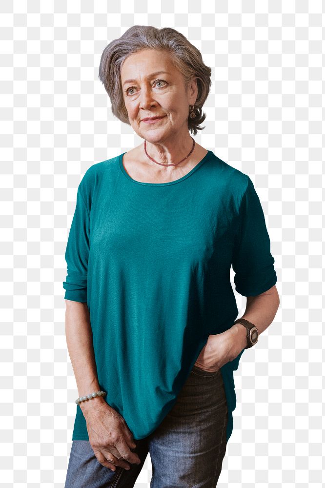 Senior woman png, transparent background