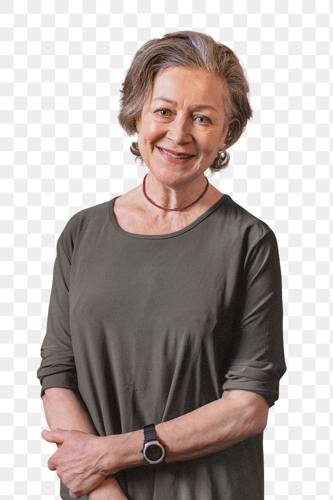 Senior woman png, transparent background